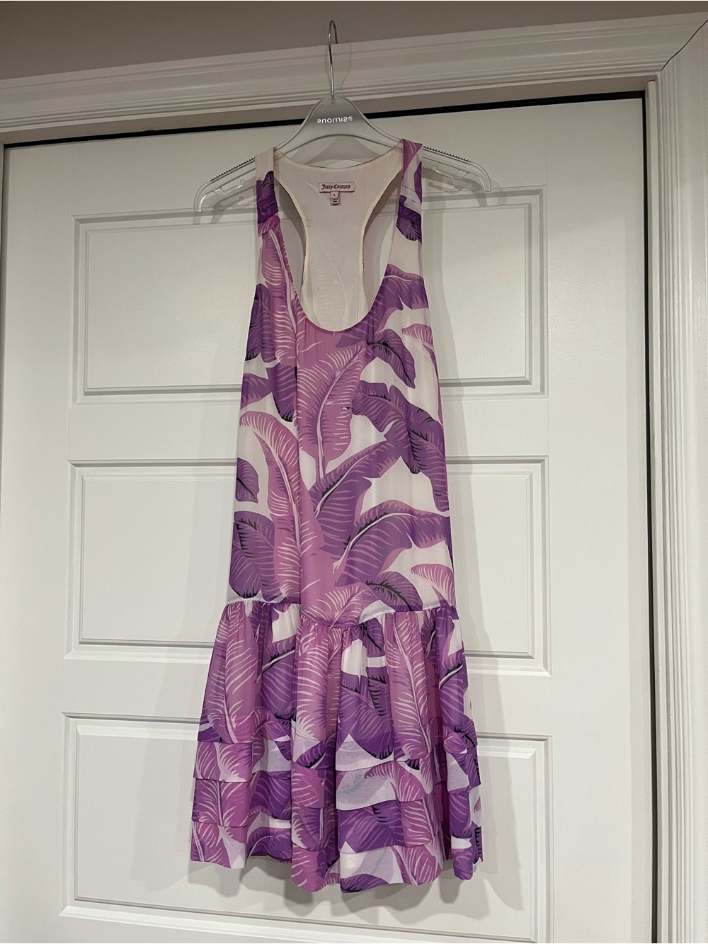 Juicy Couture Purple Leaf Print Sleeveless Sundress